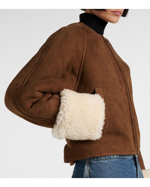 Alaïa Brown Shearling-Trimmed Suede Jacket