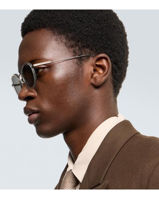 Zegna Metallic Round Sunglasses for men