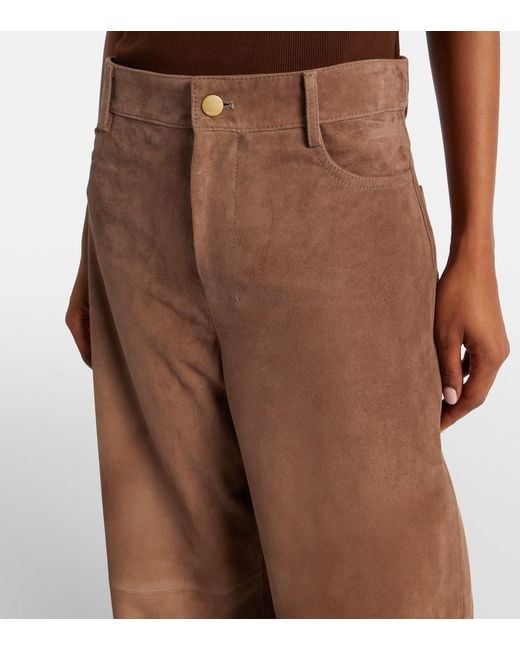 Max Mara Brown Weite Hose Fulmine Aus Veloursleder