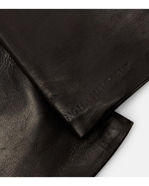 Nour Hammour Black Leather Gloves