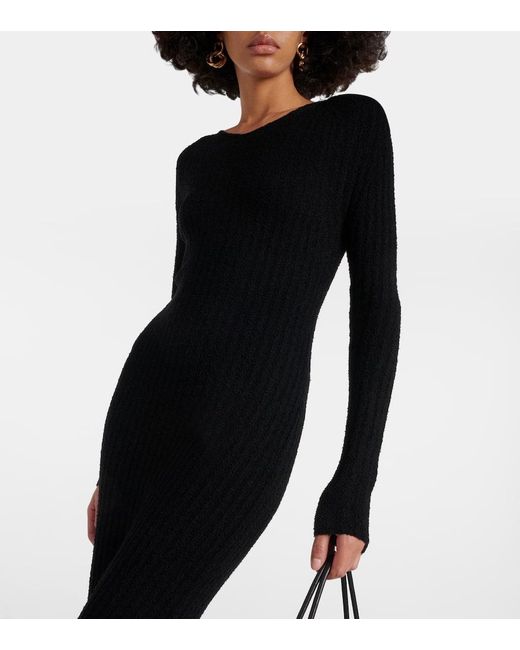 Totême  Black Ribbed-knit Wool-blend Maxi Dress