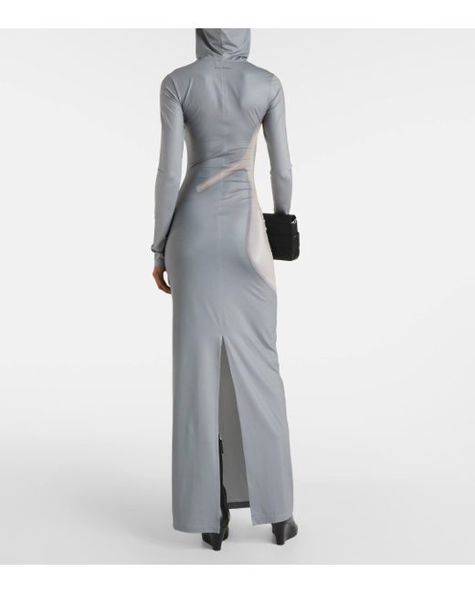 Acne Gray Printed Jersey Maxi Dress