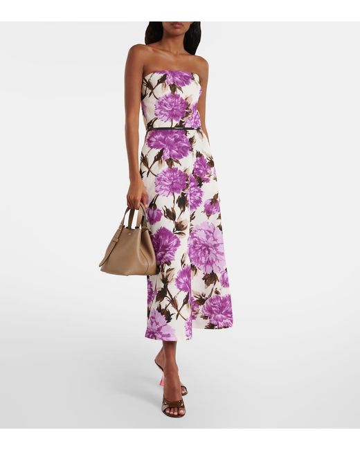 Vestido Midi De Faya En Mezcla De Algodon Max Mara de color Purple