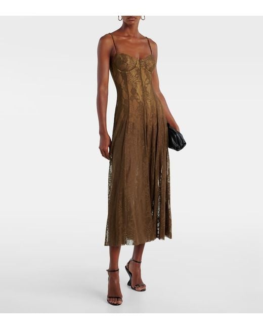 Norma Kamali Natural Lace Midi Dress
