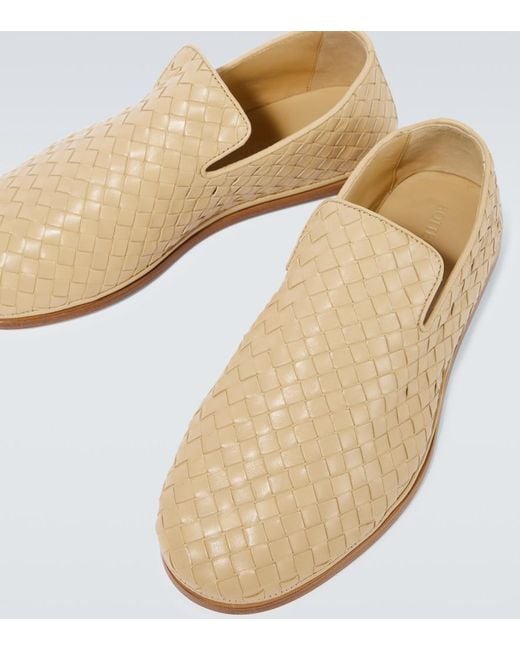 Bottega Veneta Natural Leather Intrecciato Slippers for men