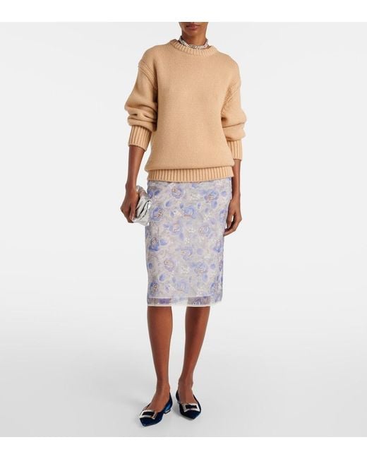 Roger Vivier Blue Velvet Ballet Flats