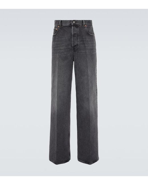 Valentino Wide-Leg High-Rise Jeans in Gray für Herren