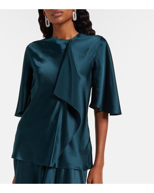 Roksanda Blue Naiara Draped Silk Satin Top