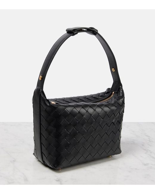 Bottega Veneta Black Wallace Mini Intrecciato Leather Shoulder Bag