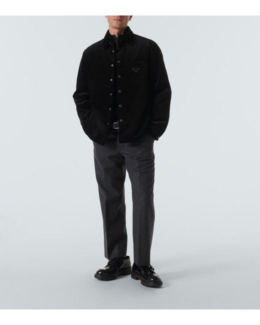 Prada Black Cotton Corduroy Overshirt for men
