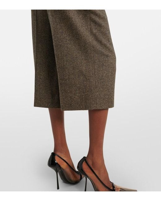 Saint Laurent Brown Herringbone Wool-Blend Bermuda Shorts