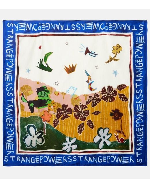 ALÉMAIS Blue X Mlak Tangible Love Printed Silk Twill Scarf