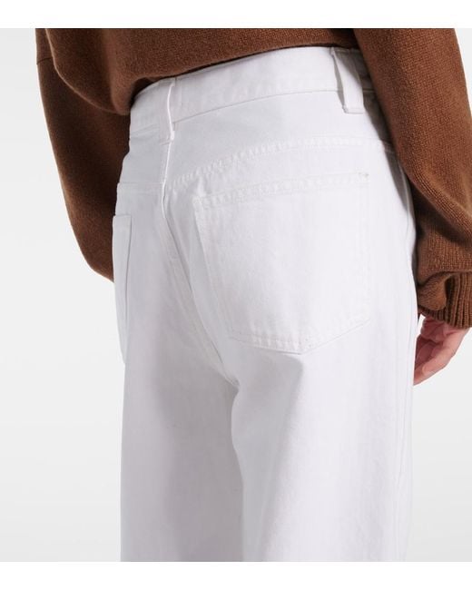 Khaite White Bonnie High-Rise Straight Jeans