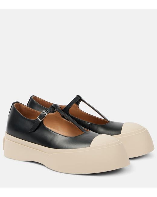 Marni Brown Mary-Jane-Ballerinas Aus Leder