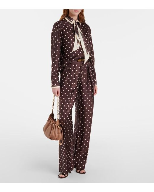 Zimmermann Brown Polka-Dot Silk Shirt