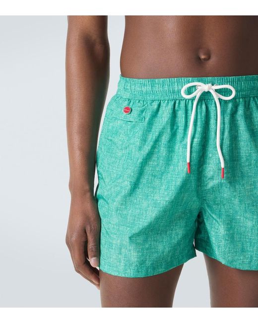 Kiton Green Logo Swim Trunks for men
