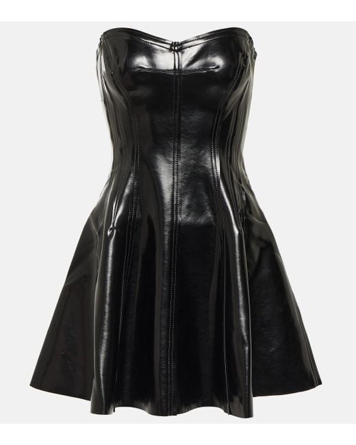 Norma Kamali Black Grace Faux Patent Leather Minidress