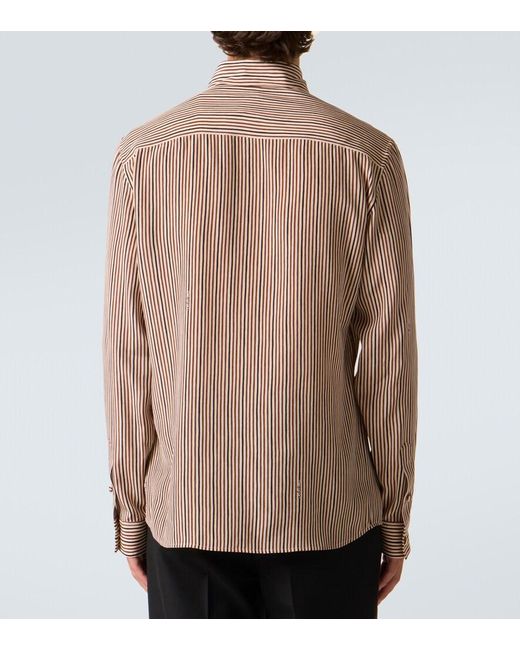 Valentino Brown Striped Silk Shirt for men