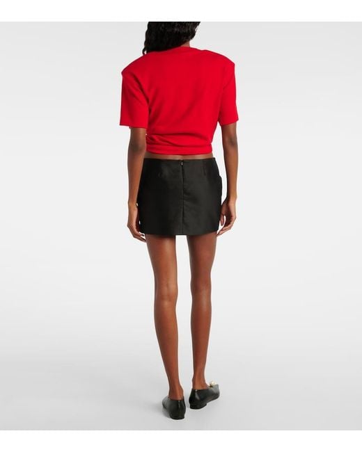 Magda Butrym Black Floral-Applique Cotton Miniskirt