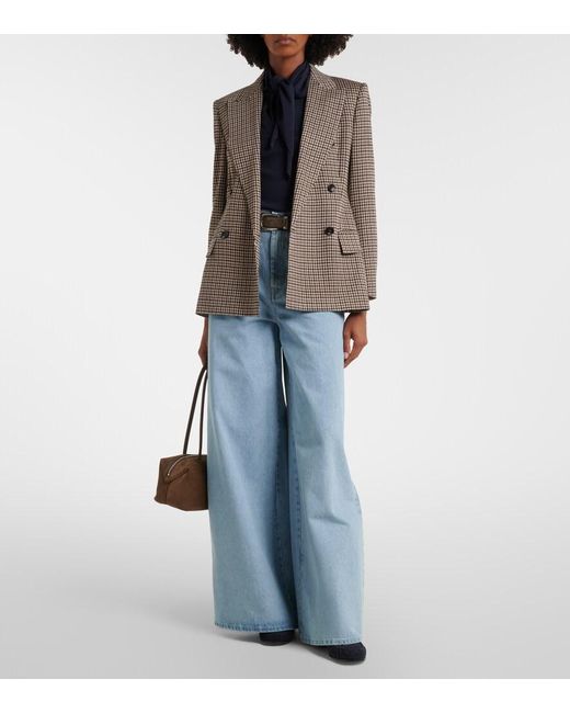 Max Mara Brown Houndstooth Double-Breasted Blazer