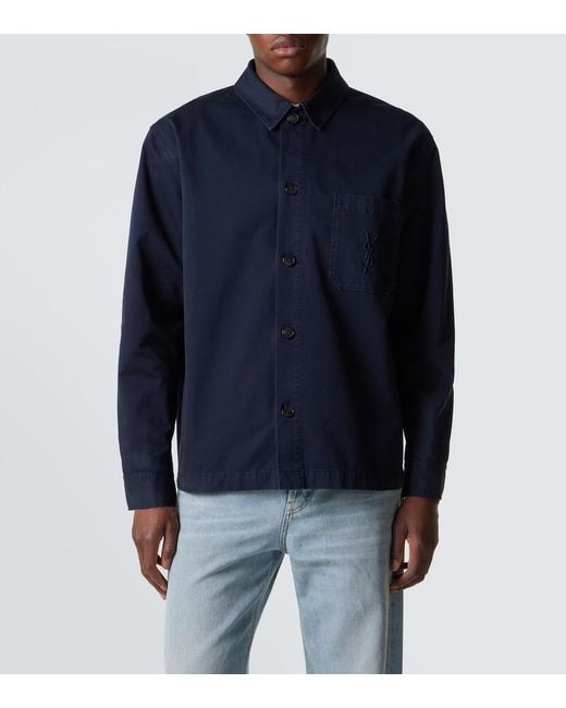 Saint Laurent Blue Cassandre Cotton Shirt for men