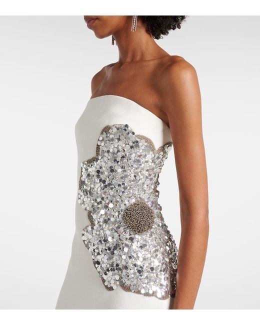 Rebecca Vallance White Layana Strapless Embellished Gown
