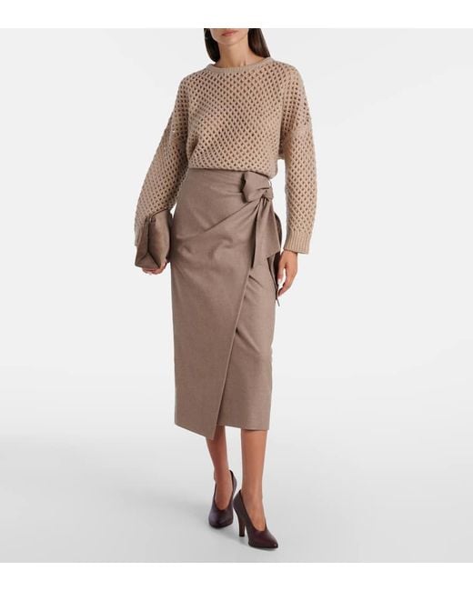 Falda Envolvente Bingo En Mezcla De Cachemir Max Mara de color Brown