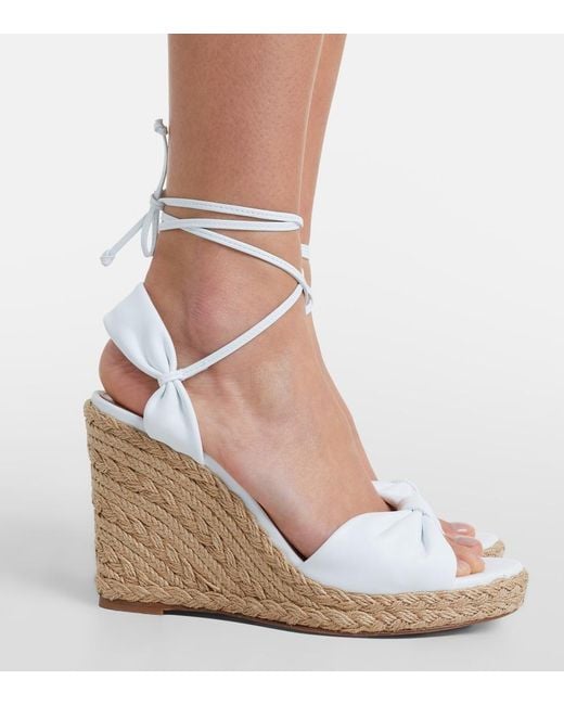 Aquazzura White Carina Leather Espadrille Wedges
