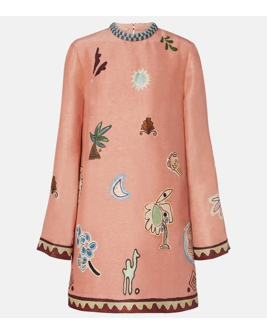 ALÉMAIS Pink X Lrnce Laurence Linen And Silk Minidress