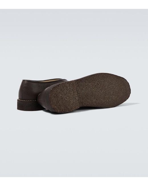 Lemaire Brown Piped Leather Slip-On Shoes for men