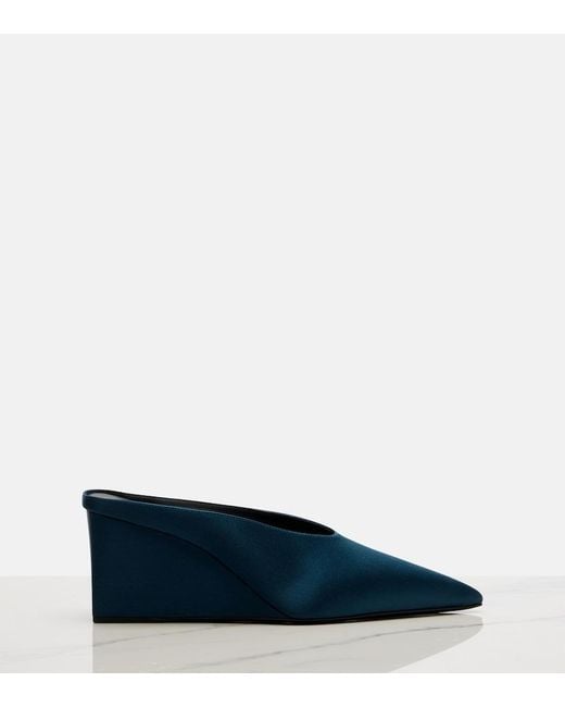 Alaïa Blue Cube Satin Wedge Mules