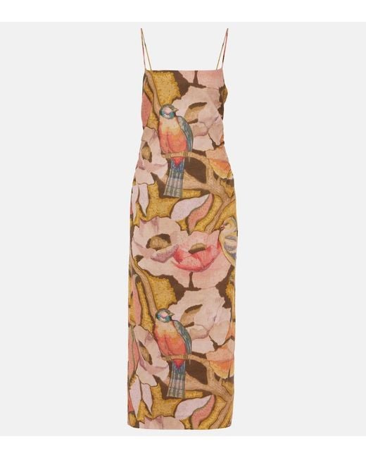 Sir Metallic Talulah Floral Linen Maxi Dress