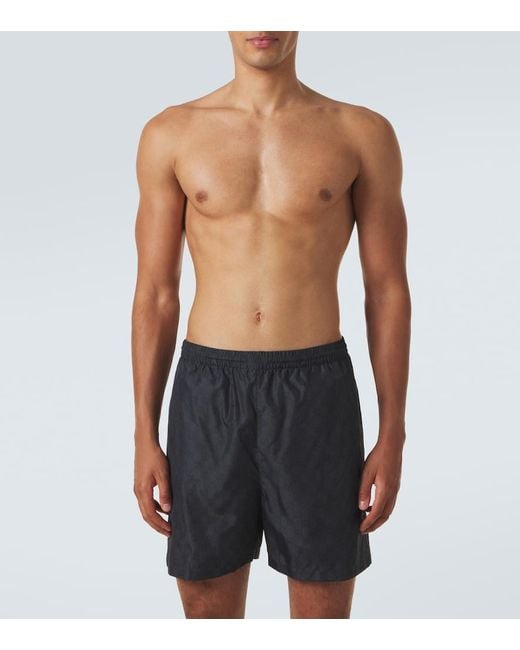 Gucci Blue Gg Poplin Swim Trunks for men