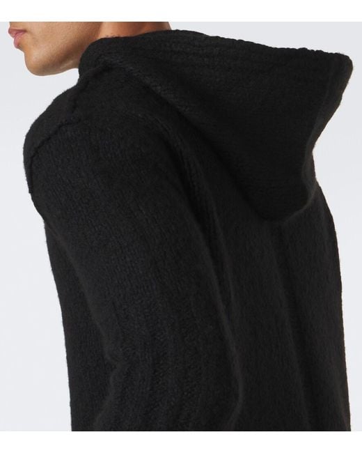 Rick Owens Black Hooded Cashmere And Silk Sweater for men