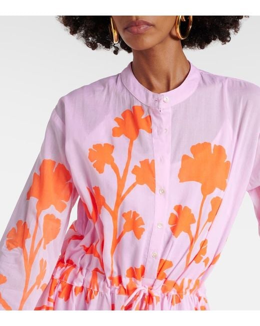 Vestido corto de algodon floral Juliet Dunn de color Pink