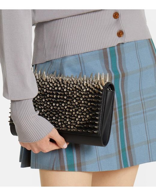 Christian Louboutin Black Paloma Spiked Leather Clutch