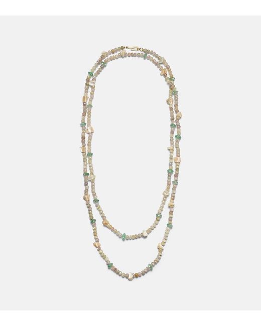 Ileana Makri White Beaded Necklace With Gemstones