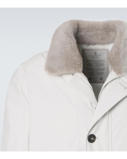 Brunello Cucinelli White Shearling-Lined Jacket for men