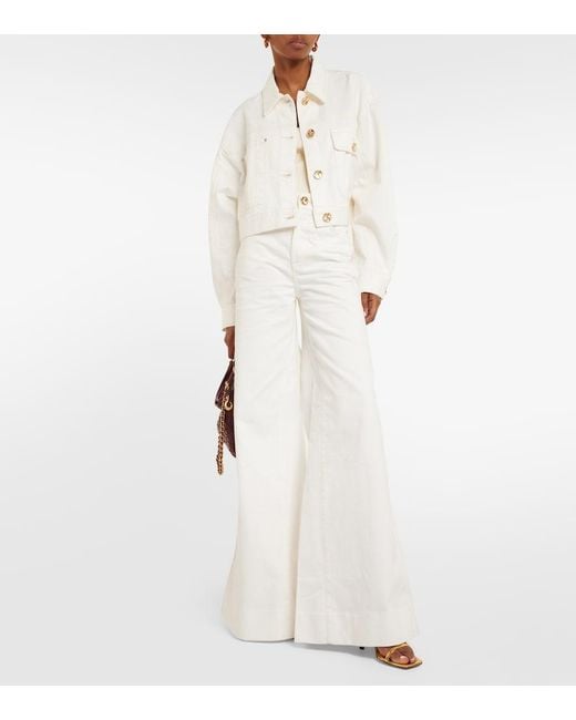 Zimmermann White Palazzo Brand-patch Wide-leg High-rise Denim Jeans