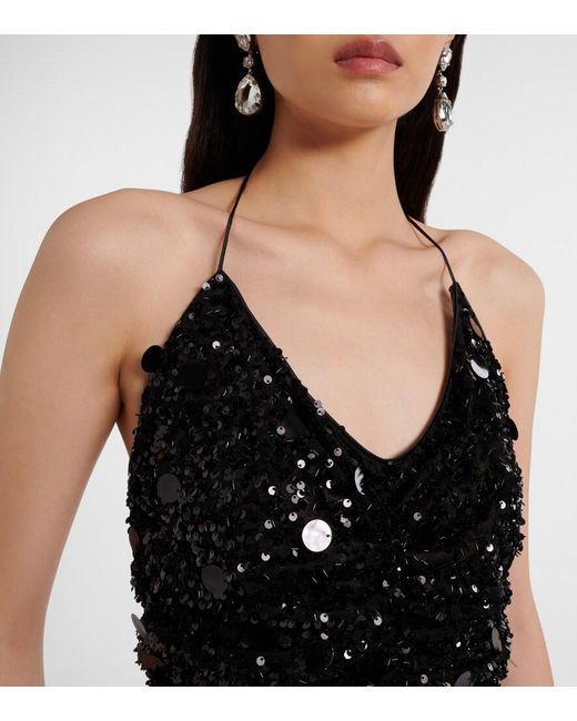 Dolce & Gabbana Black Sequined Halterneck Gown