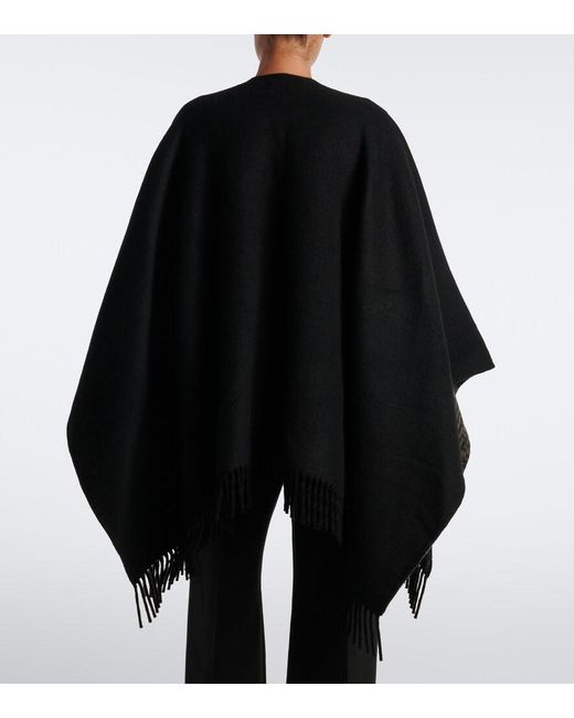 Fendi Black Reversible Wool And Cashmere Poncho