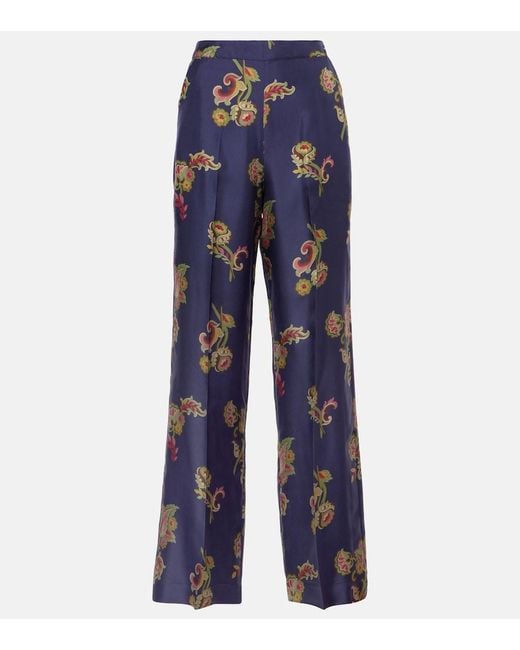 Etro Blue Silk Palazzo Pants