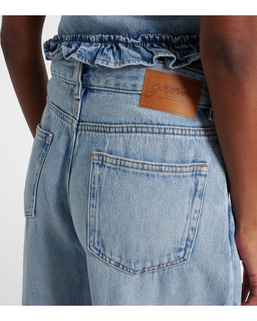Ganni Blue Mid-Rise Wide-Leg Jeans