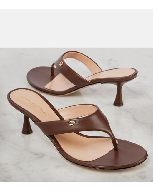 Gianvito Rossi Brown Ascent 55 Leather Thong Sandals