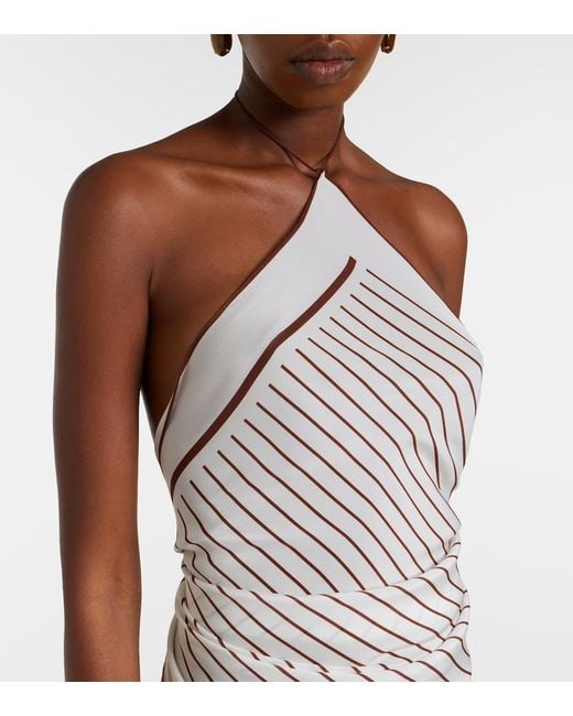 Sir White Marais Striped Halterneck Silk Top
