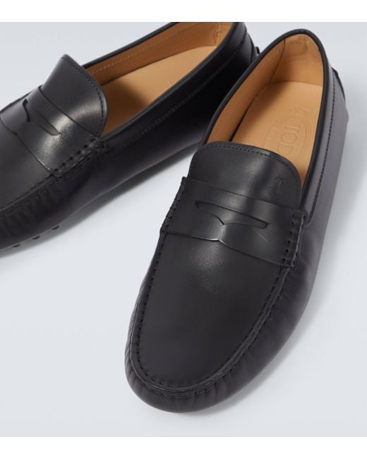 Tod's Black Gommino Leather Driving Shoes for men