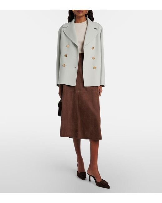 Max Mara Gray Margot Double-Breasted Virgin Wool Jacket