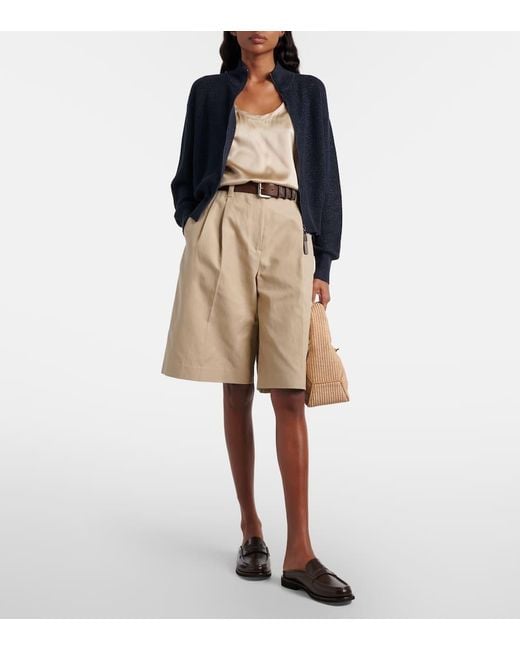 Brunello Cucinelli Natural Cotton And Linen Shorts