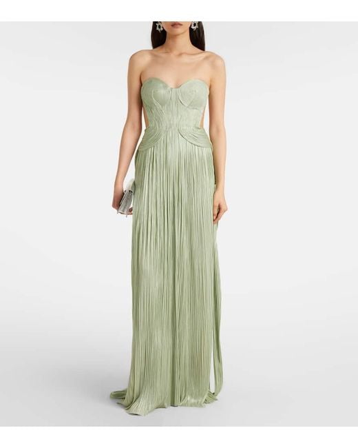 Maria Lucia Hohan Green Kamina Cutout Silk Tulle Bustier Gown
