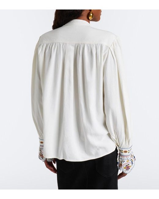 Isabel Marant White Monique Embroidered Blouse